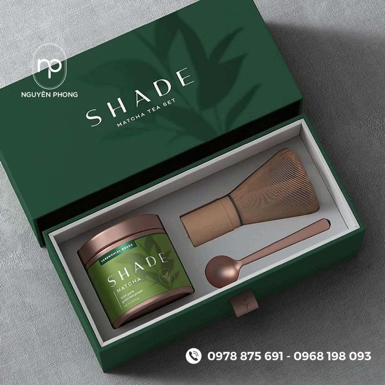 Mẫu hộp âm dương đựng dụng cụ matcha